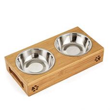 Mumoo Bear Double Pet Dog Bowl Stainless Steel Pet Bowl